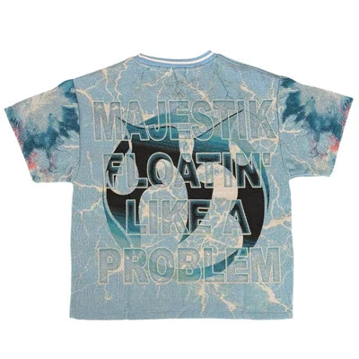 Majestik Sport Department Tapestry Jersey & Short Rhinestone Set (Light Blue)
