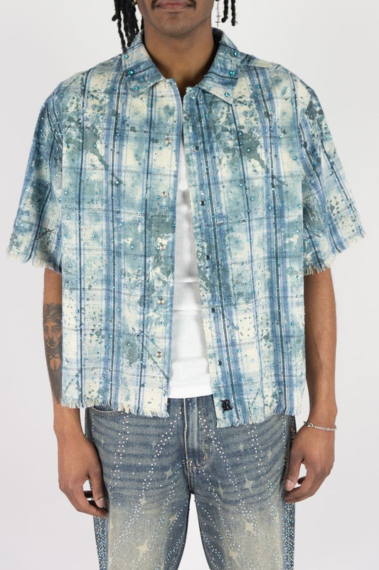 R 3 B E L PLAID SHIRTS W/ R.STONES