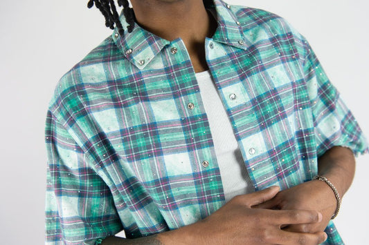 R 3 B E L PLAID SHIRTS W/ R.STONES