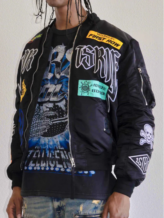 First Row CAUTION MULTI PATCHES MA-1 JACKET