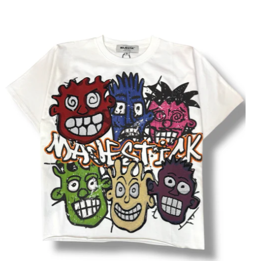 Majestik 'Multi Face' Tapestry Cropped T-Shirt