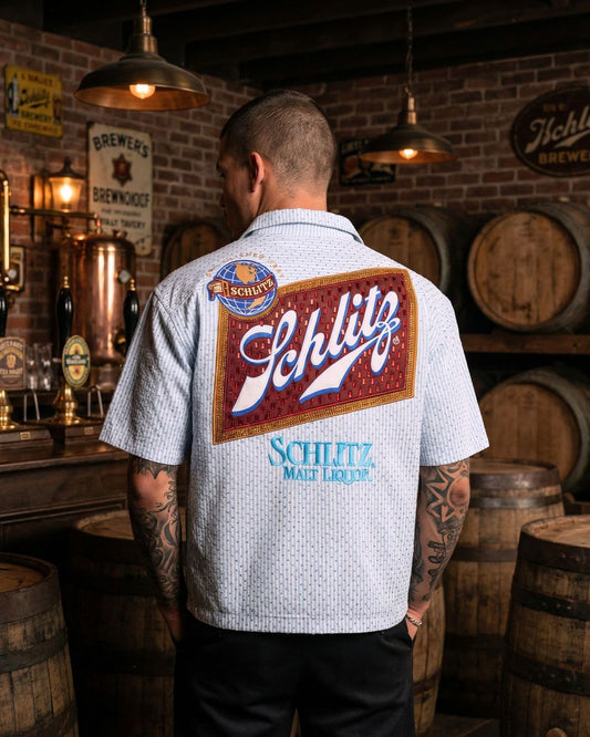 Preme SCHLITZ BLUE BUTTON UP