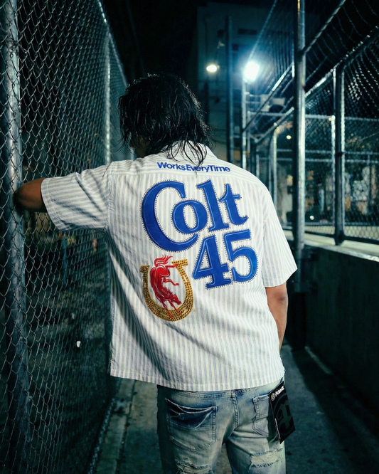 Preme SCHLITZ BLUE BUTTON UP