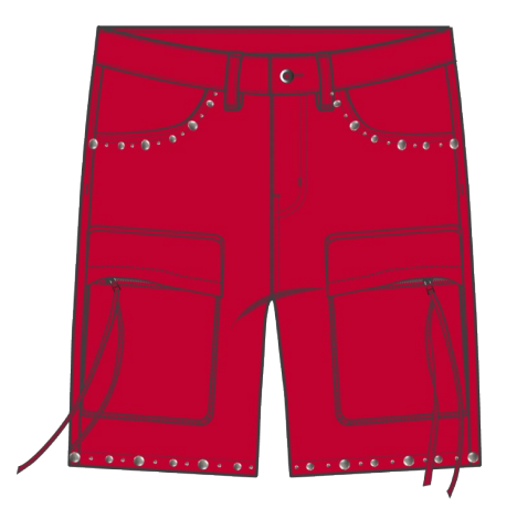 ROKU STUDED PREMIUM TWILL CARGO SHORTS WITH STUDS DETAILS