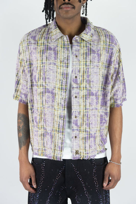 R 3 B E L PLAID SHIRTS W/ R.STONES