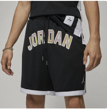 Men's Air Jordan Sport DNA Printing Logo Lacing Mesh Breathable Shorts Black