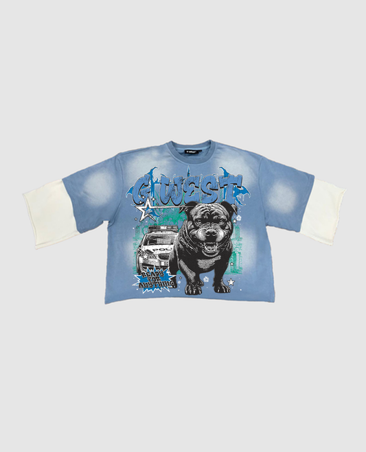 G West Rhinestone Ready For Anything 3/4 Two Tone Sleeve T Shirt