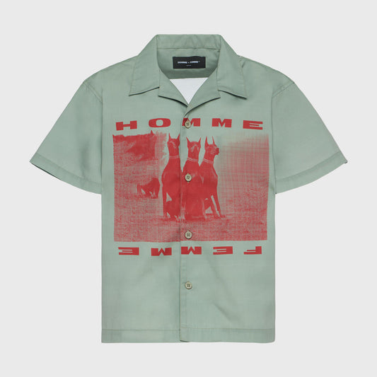 Homme Femme Doberman Button-Down Shirt