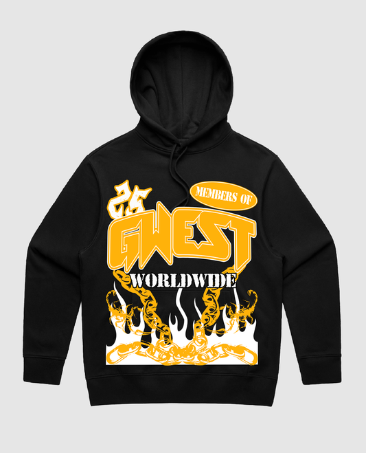 G WEST RHINESTONE UNITED FLAMES HOODIE XB
