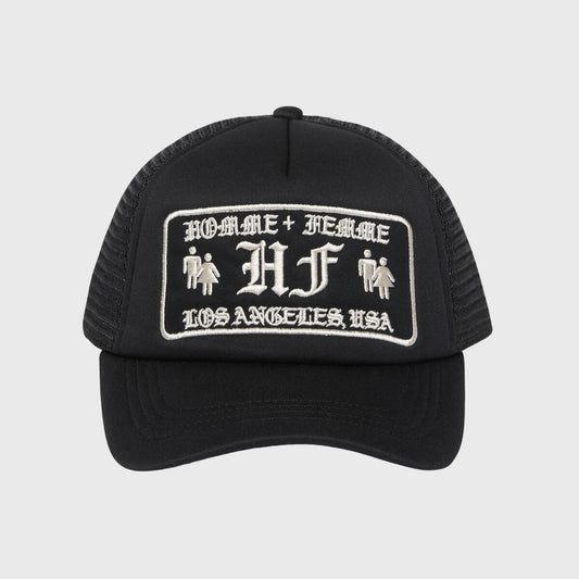 Homme Femme Old English Trucker Hat Black