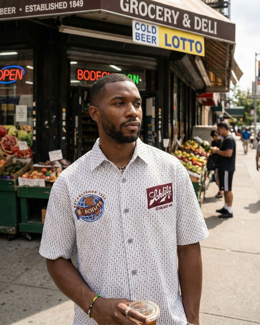 Preme SCHLITZ BLUE BUTTON UP