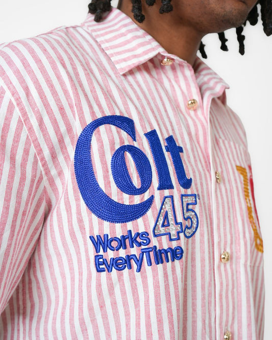 Preme SCHLITZ BLUE BUTTON UP