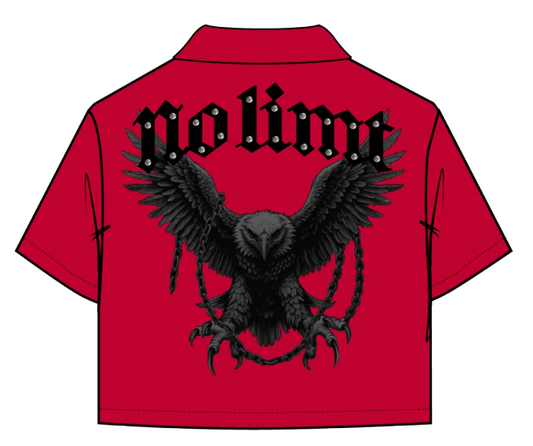 ROKU NO LIMIT CROPPED PREMIUM TWILL SHIRT WITH STUDS DETAILS