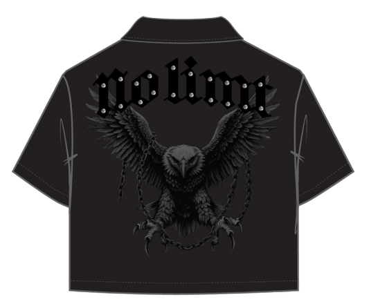 ROKU NO LIMIT CROPPED PREMIUM TWILL SHIRT WITH STUDS DETAILS