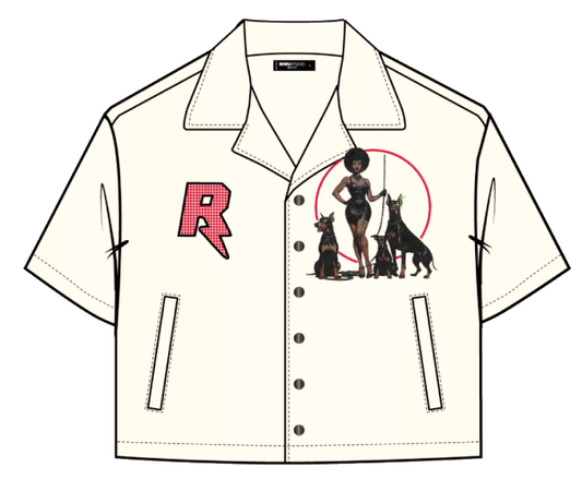ROKU GRIT CROPPED PREMIUM TWILL SHIRT WITH RHINESTONE DETAILS