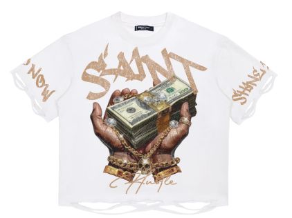 Roku SAINT HUSTLE RHINESTONE BOXY TEE