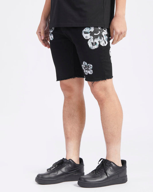 ROKU MONEY TEAR DENIM SHORTS