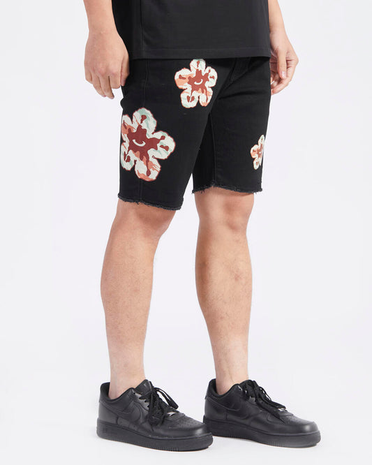 ROKU EARTHTONE TEAR DENIM SHORTS