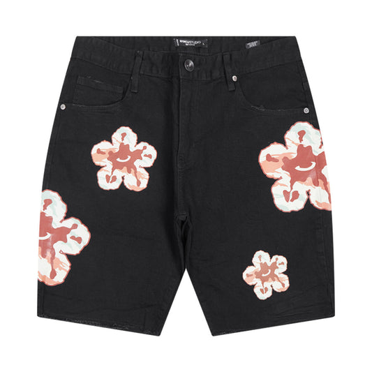 ROKU EARTHTONE TEAR DENIM SHORTS