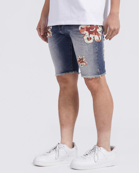 ROKU EARTHTONE TEAR DENIM SHORTS