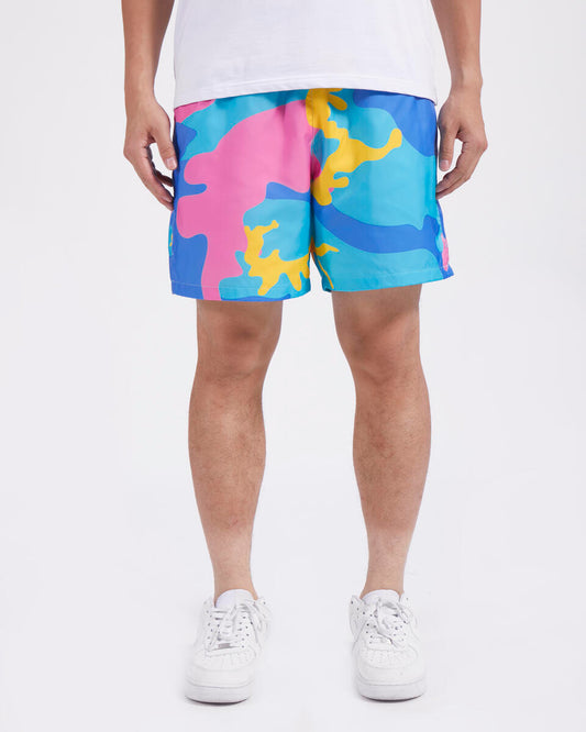 ROKU PASTEL TEAR DRIP NYLON AOP SHORTS