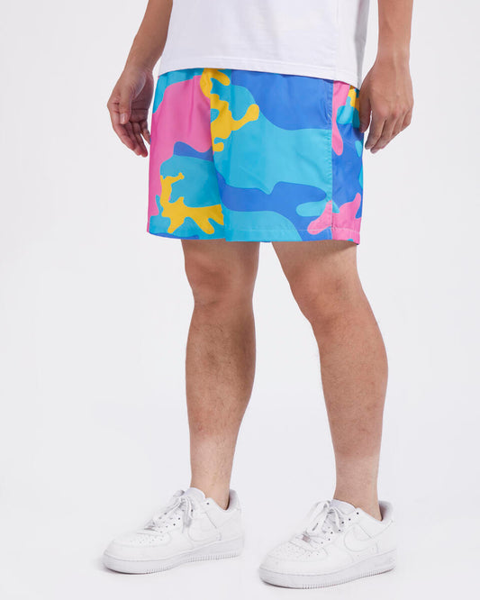 ROKU PASTEL TEAR DRIP NYLON AOP SHORTS