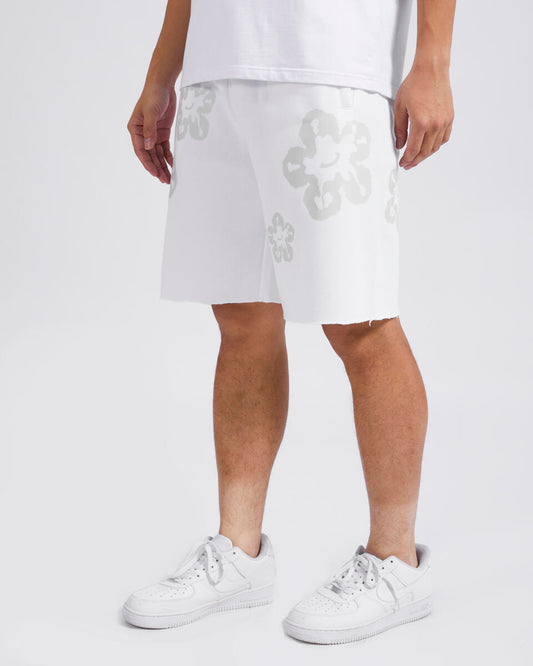 ROKU TONE ON TONE TEAR DRIP 9" INSEAM FLEECE SHORTS