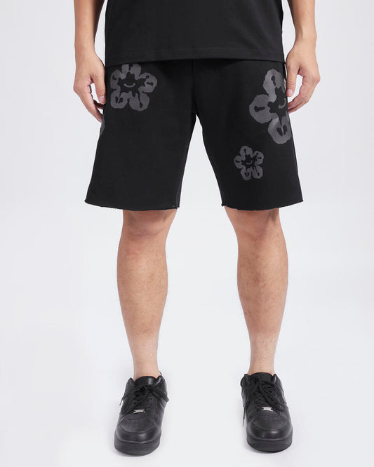 ROKU TONE ON TONE TEAR DRIP 9" INSEAM FLEECE SHORTS