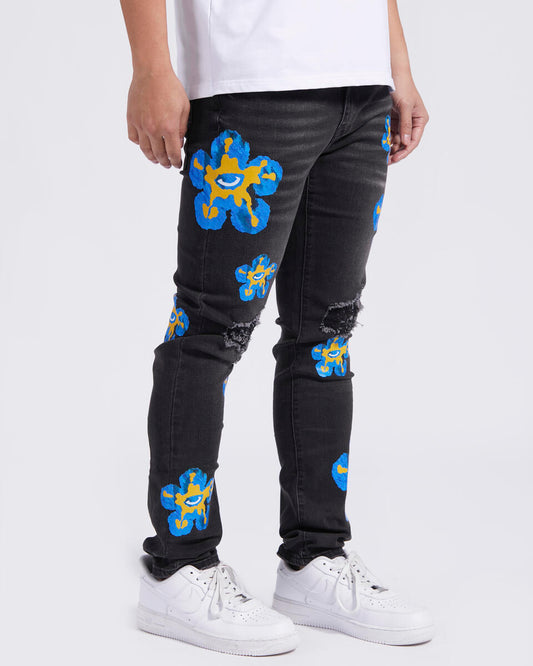 ROKU GOLDEN TEAR DENIM PANTS