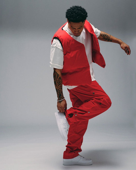 "Phoenix" Snap Button Track Pants Red (-Phoenix-Snap-Button-Track-Pants-Red)