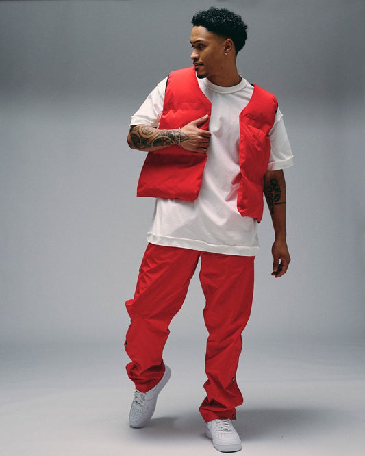 "Phoenix" Snap Button Track Pants Red (-Phoenix-Snap-Button-Track-Pants-Red)