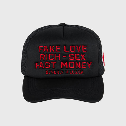 Homme Femme Fake love Trucker Hat Black/Red