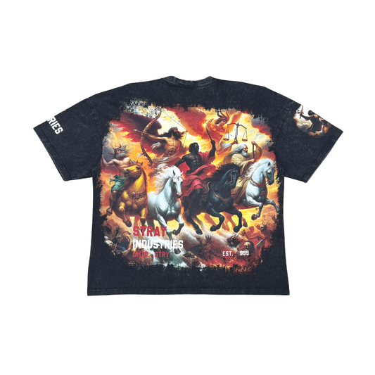 Stray acid washed, digital print metal stud trim tshirt