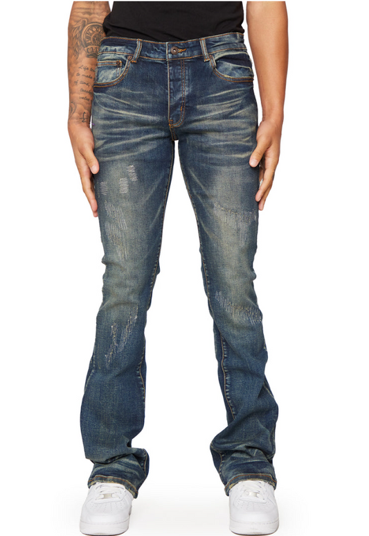 Valabasas “SUPERNOVA” BLUE SPORCO STACKED FLARE JEAN