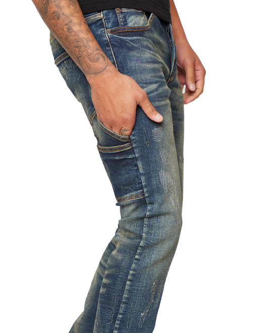 Valabasas “SUPERNOVA” BLUE SPORCO STACKED FLARE JEAN