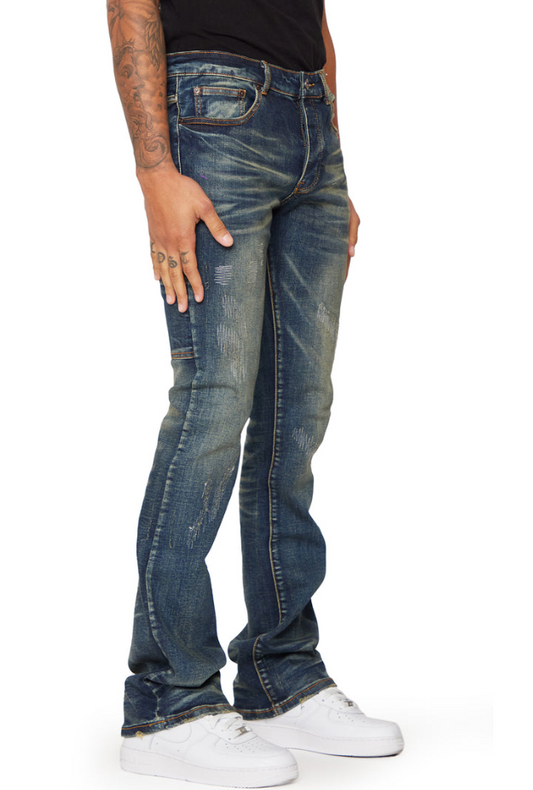 Valabasas “SUPERNOVA” BLUE SPORCO STACKED FLARE JEAN