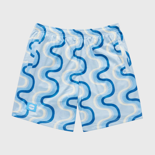 Homme Femme Wave Mesh Shorts Baby Blue