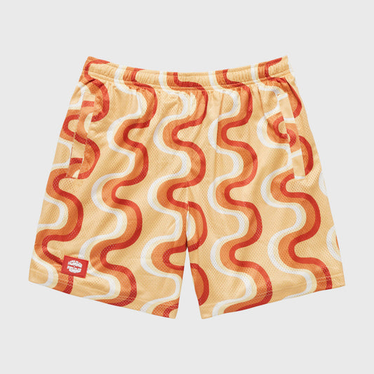 Homme Femme Wave Mesh Shorts Orange