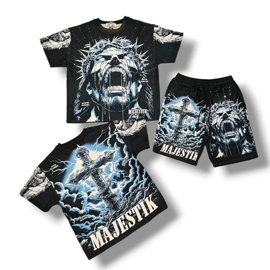 Majestik Tapestry Rhinestone Stone Set Black